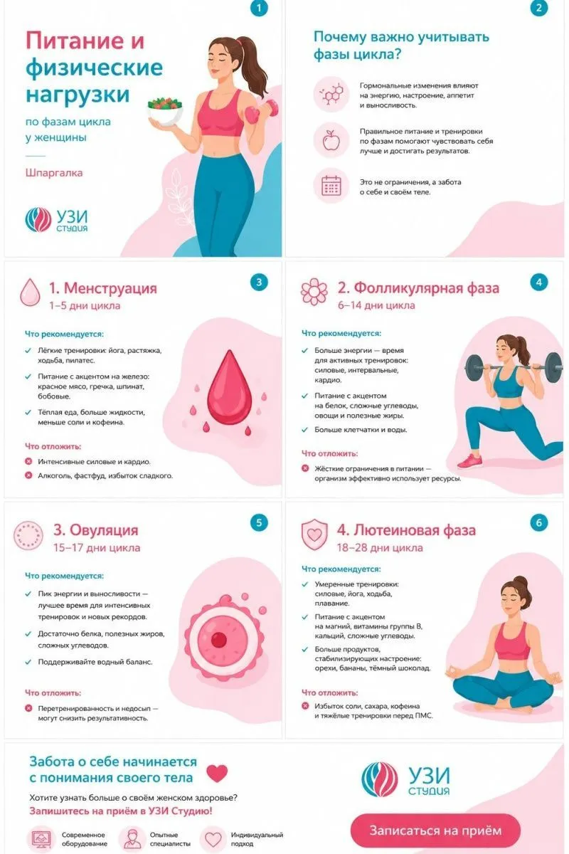 Питание и физические нагрузки по фазам цикла: рекомендации врача‑эксперта